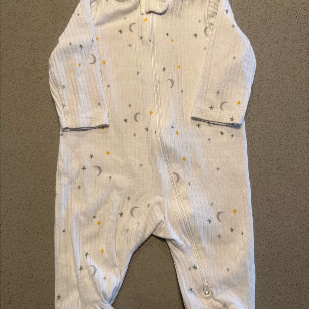 Cozy White Star and Moon Baby Onesie